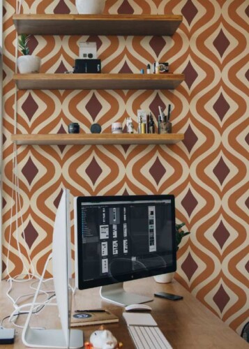 orange retro peel and stick wallpaper