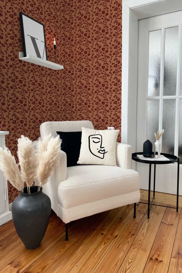 Fancy Walls botanical self-adhesive wallpaper in copper floral