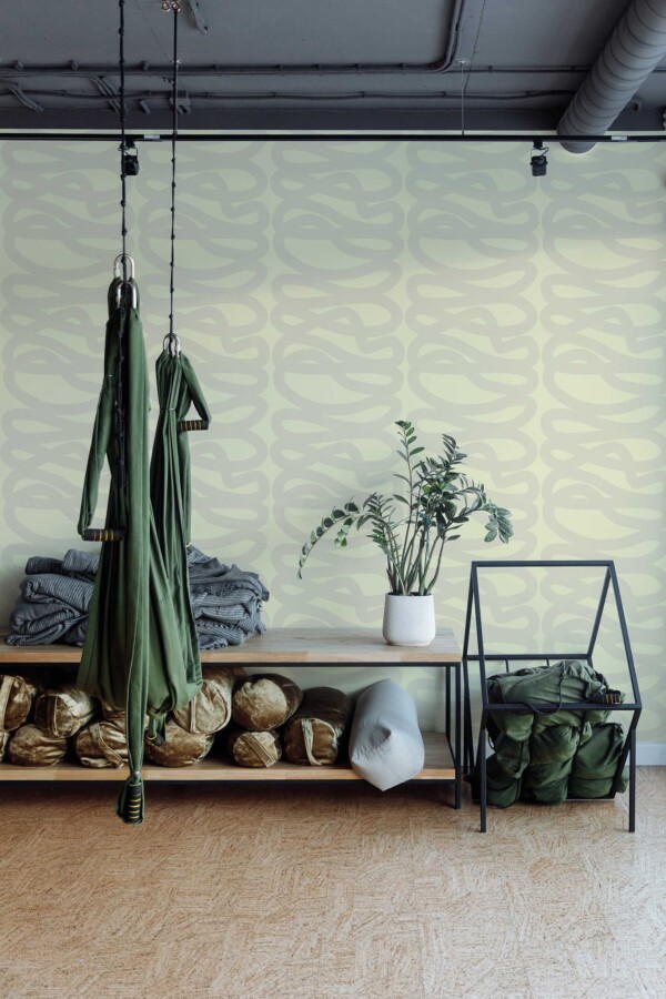 Neutral Gym peel and stick wallpaper in sand tones by Fancy Walls