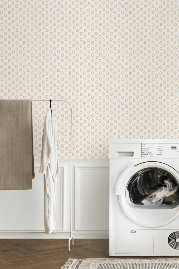 Cheerful small circle pattern self-adhesive wallpaper by Fancy Walls in peach and white