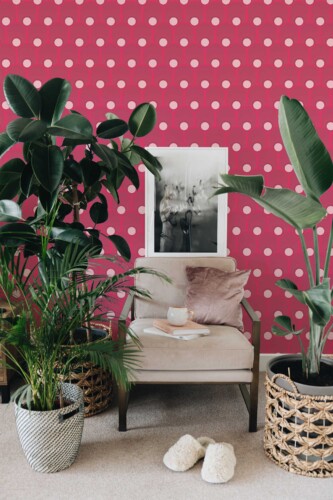 Fancy Walls traditional wallpaper in viva magenta geometric arrangement