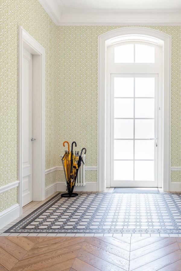 Removable wallpaper with olive arches from Fancy Walls