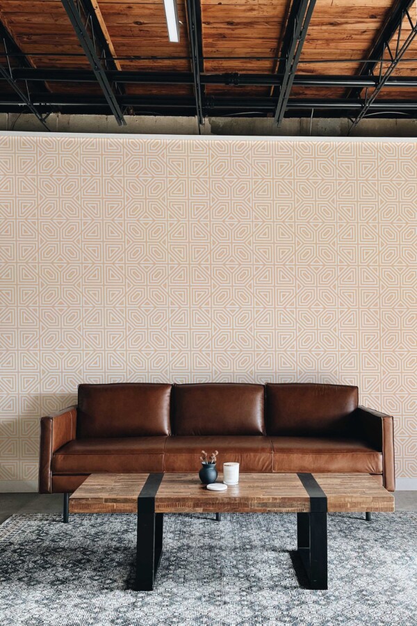 Fancy Walls self-adhesive wallpaper with peach color geometric pattern