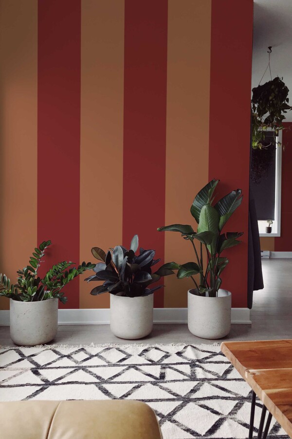 Striped maroon self-adhesive wallpaper by Fancy Walls