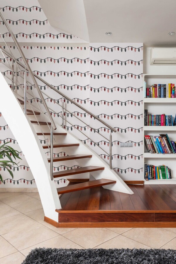 Traditional wallpaper with pastel Christmas bulbs from Fancy Walls