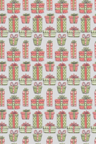 Fancy Walls removable wallpaper showcasing hand-painted gift box motifs in subtle pastel hues.