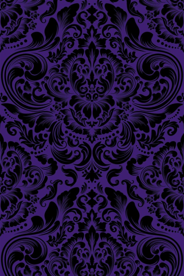 Fancy Walls removable wallpaper with dark aesthetic gothic damask motif.