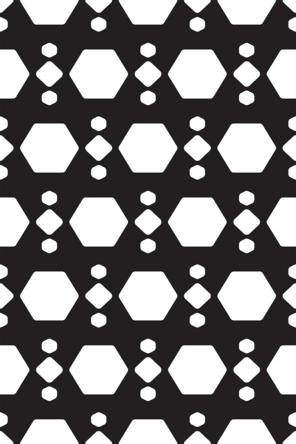 Fancy Walls removable wallpaper with bold monochrome geometric pattern.