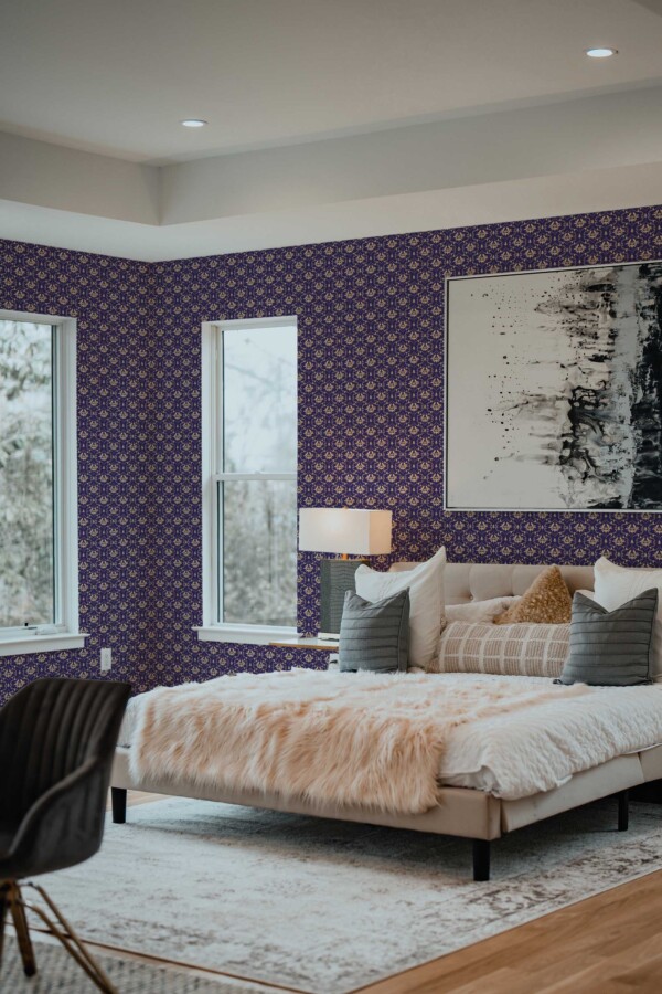 Fancy Walls self-adhesive wallpaper with navy and gold art deco design.