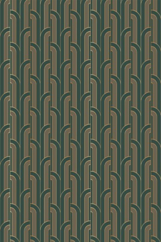 Fancy Walls removable wallpaper in warm green and brown art deco motif.