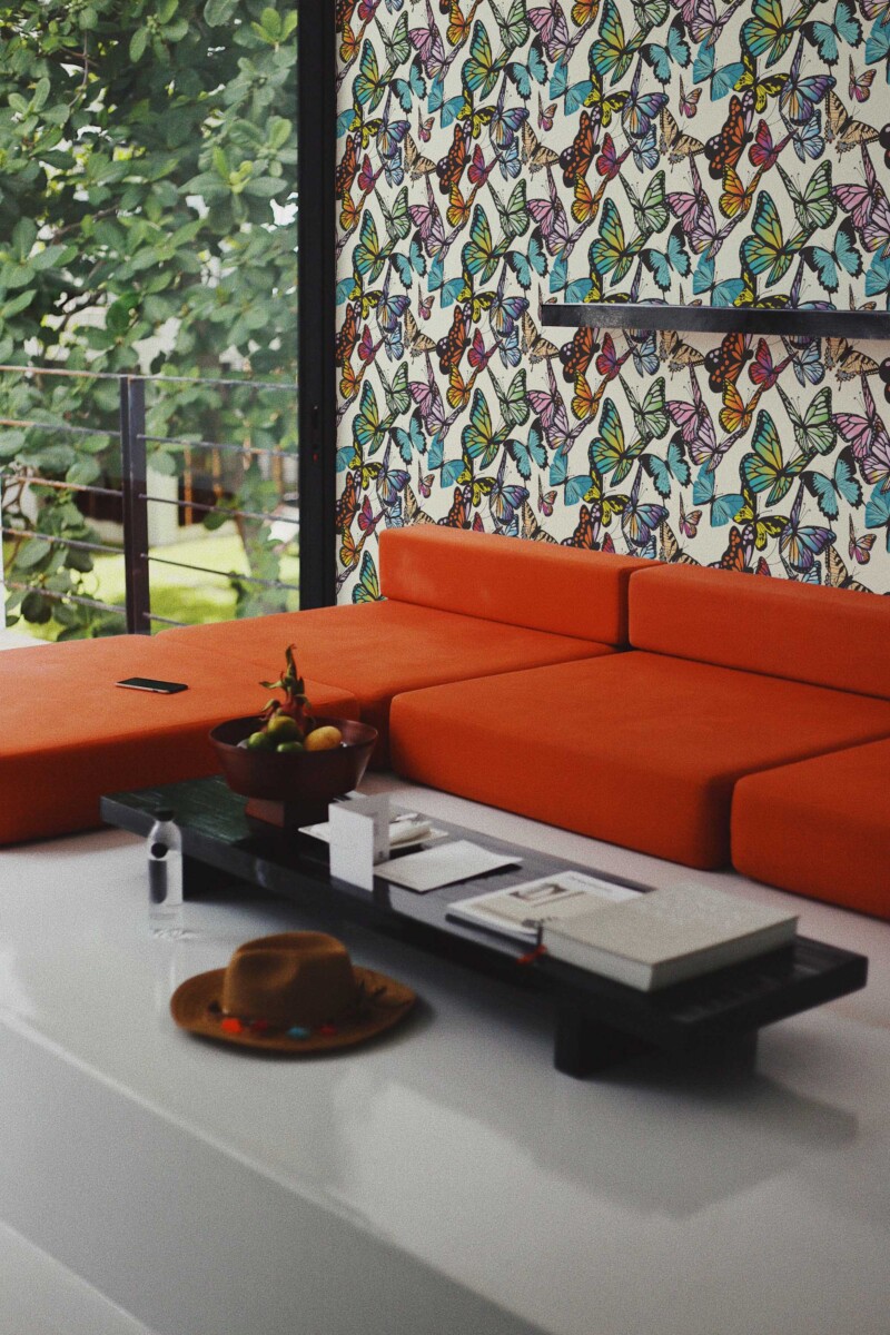 Fancy Walls removable wallpaper with vibrant colorful butterfly design. Bold Butterflies peel and stick or non-pasted PVC-free and eco friendly bold colorful wallpaper