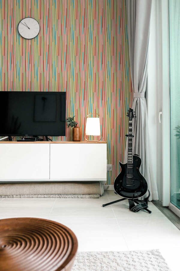 Fancy Walls peel and stick wallpaper with colorful cute stripe design.