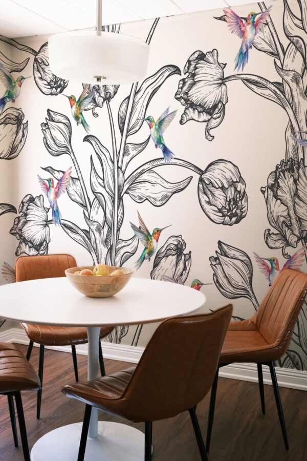 Garden Harmony wall mural by Fancy Walls ideal as a commercial peel and stick wall mural for creative studios or nature-inspired homes
