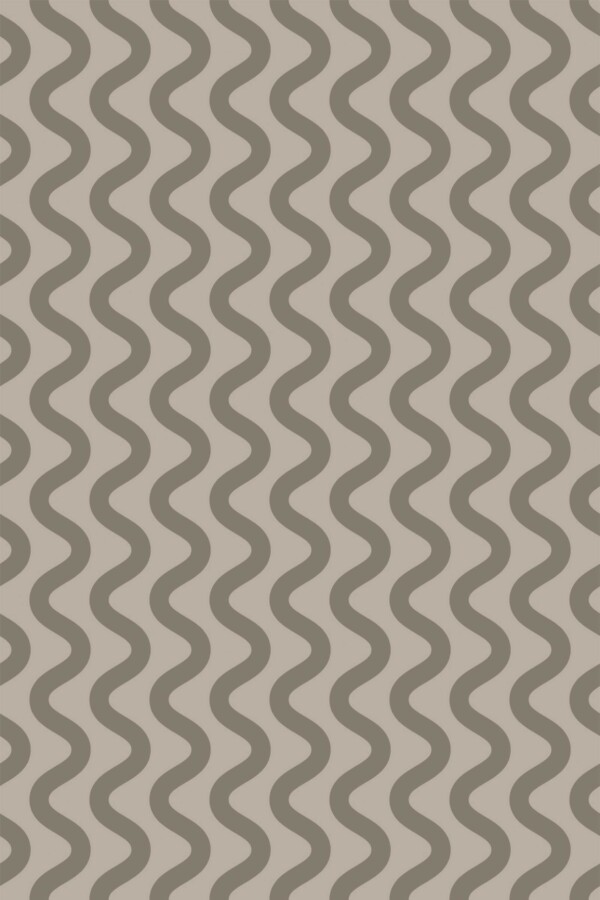 Fancy Walls removable wallpaper with groovy brown and greige wave design.