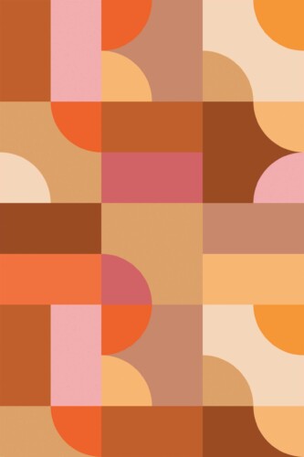Fancy Walls removable wallpaper with earthy terracotta and pink geometric layout.