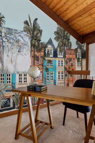 Coastal Town printed wall mural by Fancy Walls perfect for brightening up modern or coastal-inspired interiors