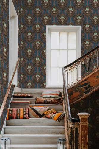 purple striped traditional halloween wallpaper