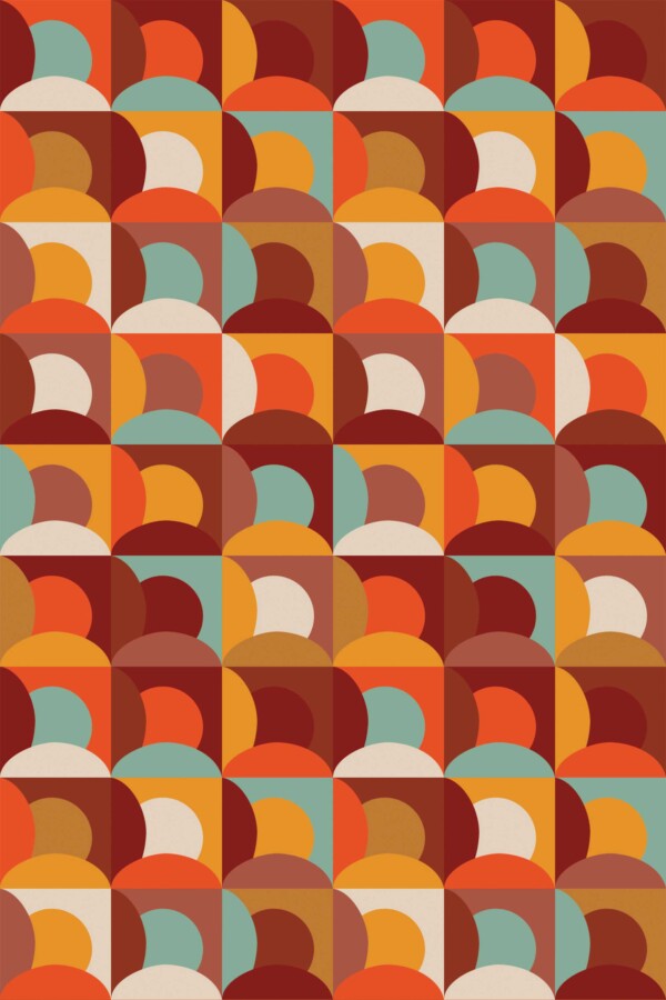 Fancy Walls traditional wallpaper inspired by retro copper tones and shapes.
