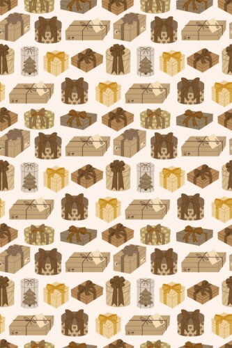 Fancy Walls peel and stick wallpaper featuring beige gift box icons for a warm vintage-inspired interior.