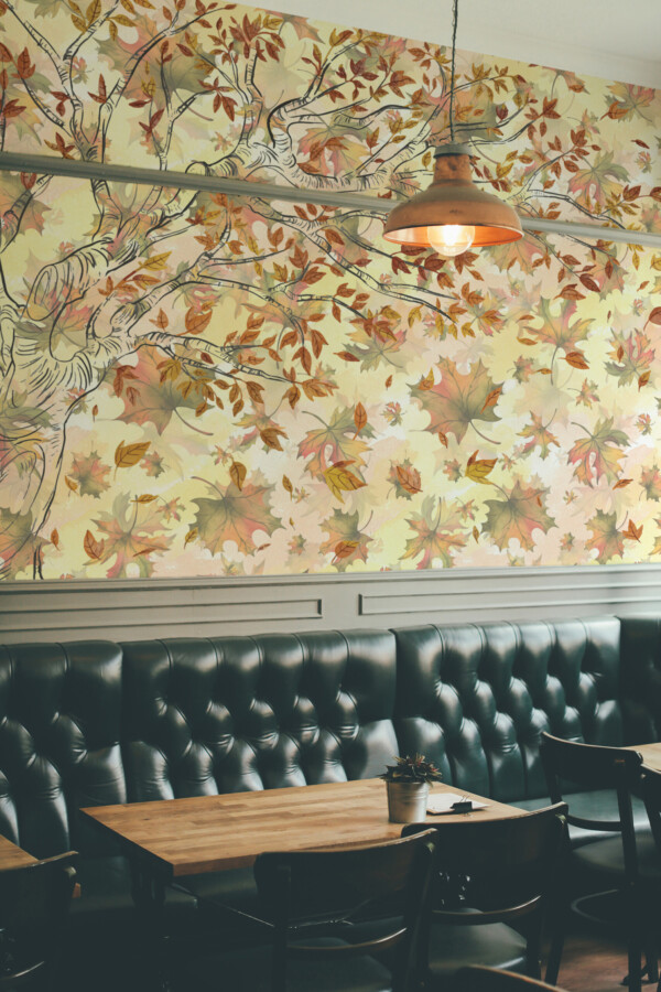 Watercolor Autumn Tree wall mural by Fancy Walls displaying graceful hand-painted branches and layered maple leaves wall mural peel and stick finish