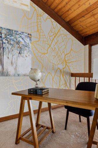 Minimalistic Rome Map wall mural peel and stick design by Fancy Walls in soft gradient yellow tones.