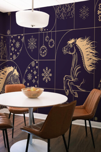 Fancy Walls Art Deco Horses of Celebration wall mural printing for stylish and artistic interiors.