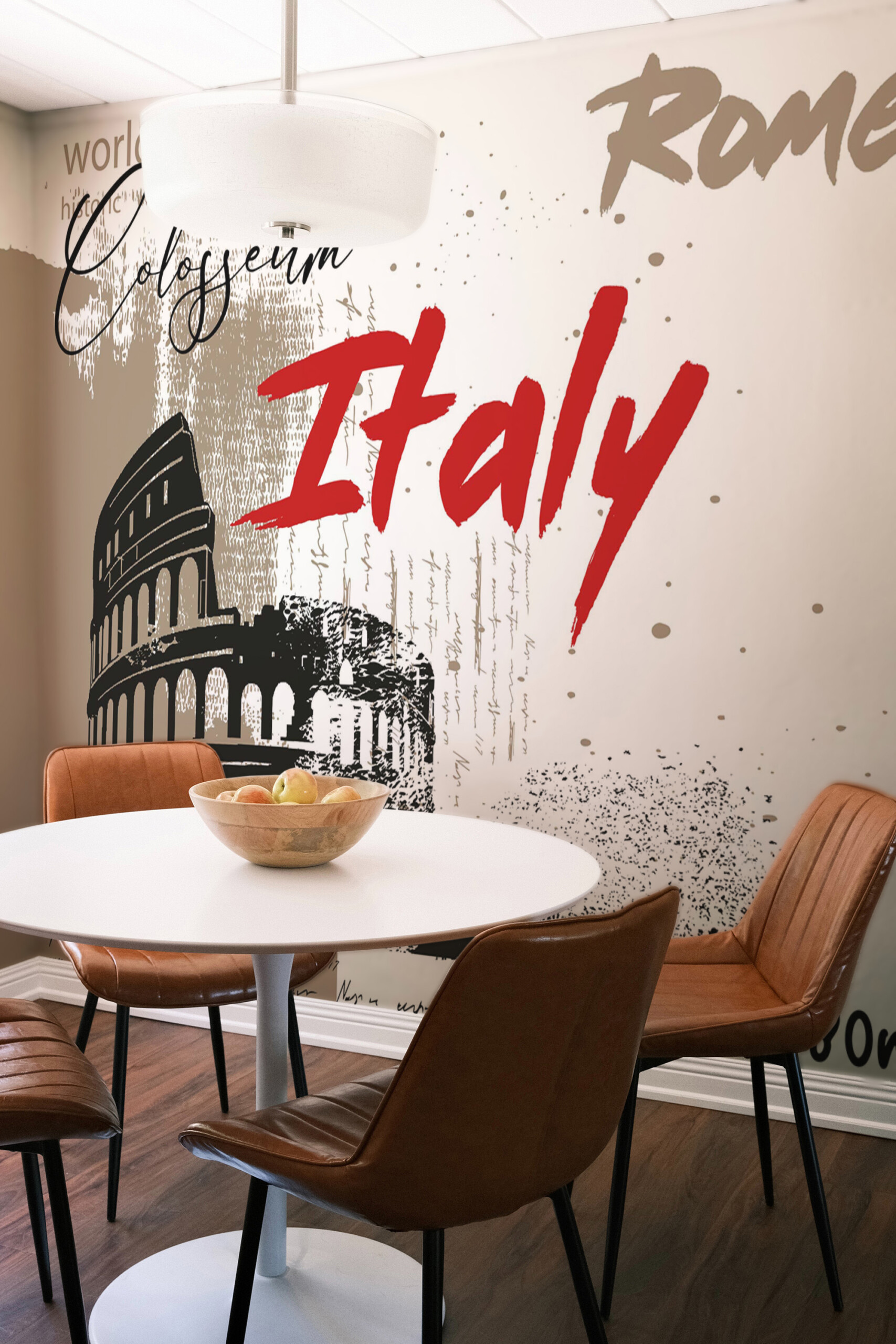 Colosseum Modern Graffiti wall mural peel and stick design by Fancy Walls in vintage beige tones.