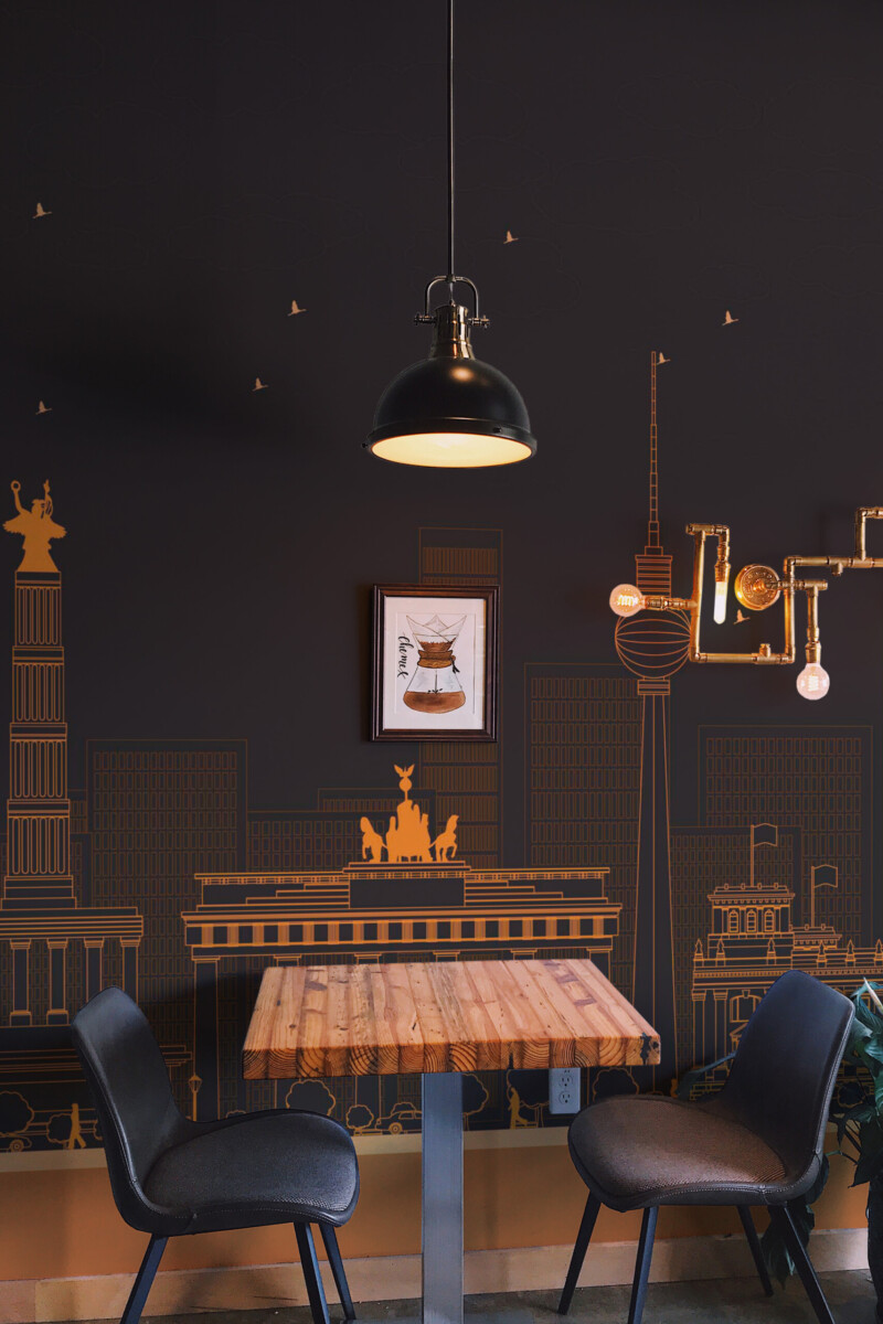 Fancy Walls Berlin night outline wall mural peel and stick with modern city landmarks