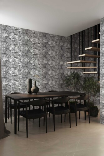 Fancy Walls peel and stick wallpaper featuring a black and white Los Angeles map design.