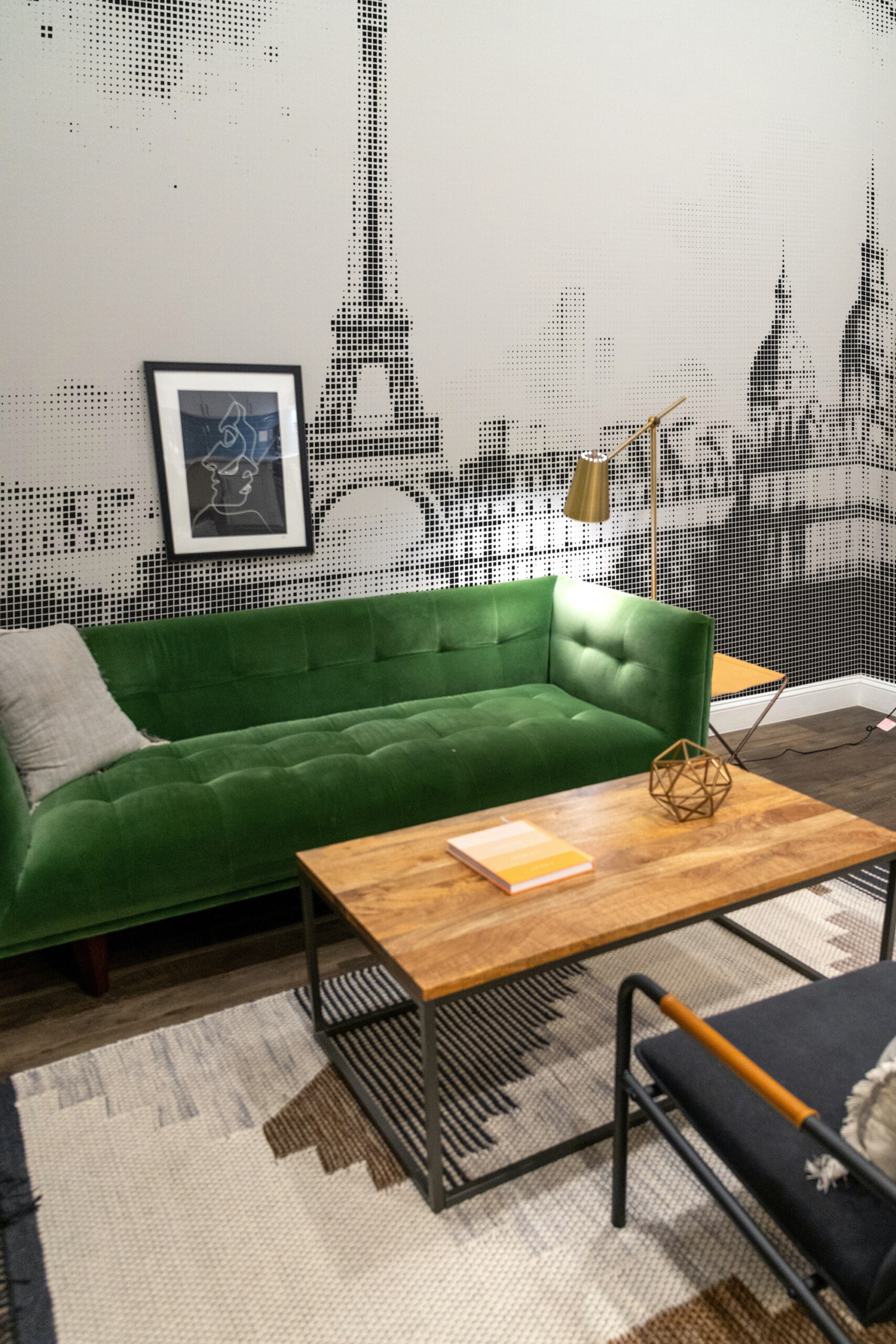 Fancy Walls Paris Mosaic Skyline wall mural peel and stick black and white mosaic Paris scene