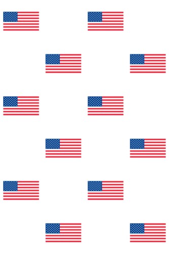 Fancy Walls self-adhesive wallpaper with scattered American flag motifs for a clean festive interior.