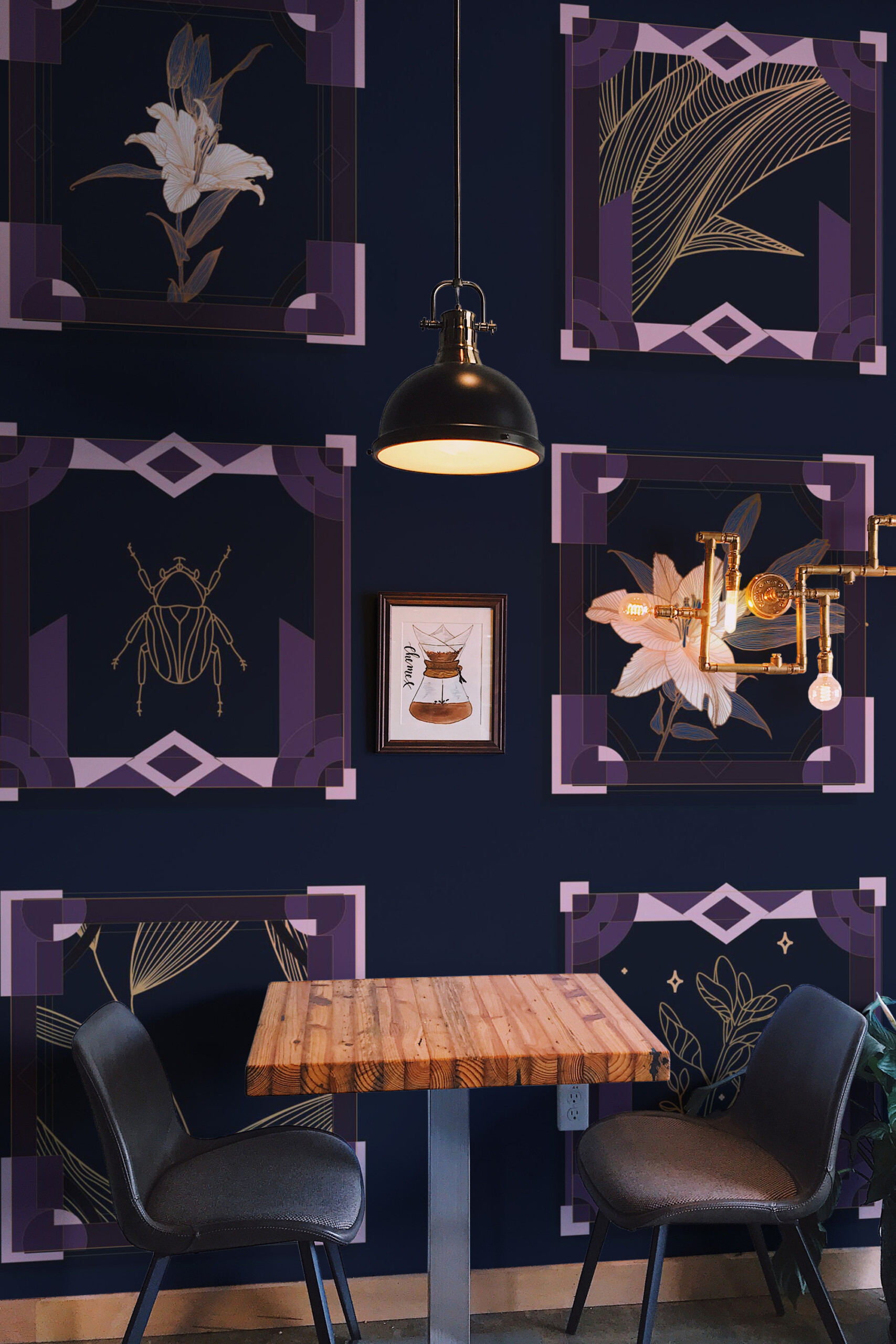 Fancy Walls Elegant Art Deco Frames wall mural printing inspired by 1920s glamour and refined design.
