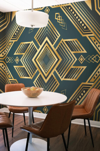Fancy Walls Emerald Deco Rhombus wall mural printing with elegant geometric Art Deco symmetry.