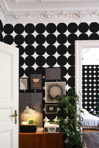 fancy walls black and white trending large dots peel and stick wallpaper