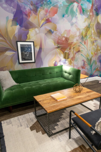 Fancy Walls Frosted Blooms wall mural peel and stick design featuring soft frosty floral layers.