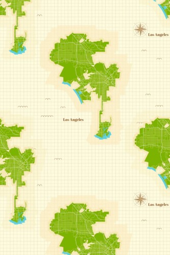 Fancy Walls self-adhesive wallpaper featuring relaxed beige Los Angeles map elements.