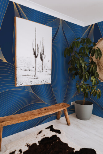 Fancy Walls Midnight Deco Waterlily wall mural peel and stick design for elegant living room décor.