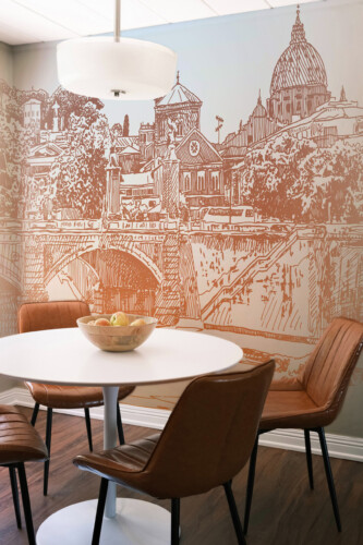 Italian Cityscape Sketch wall mural peel and stick design by Fancy Walls with vintage architectural illustration.
