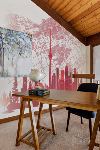 Fancy Walls Ottawa Map Skyline peel and stick wall mural with red 3D Ottawa map and minimal skyline silhouette.