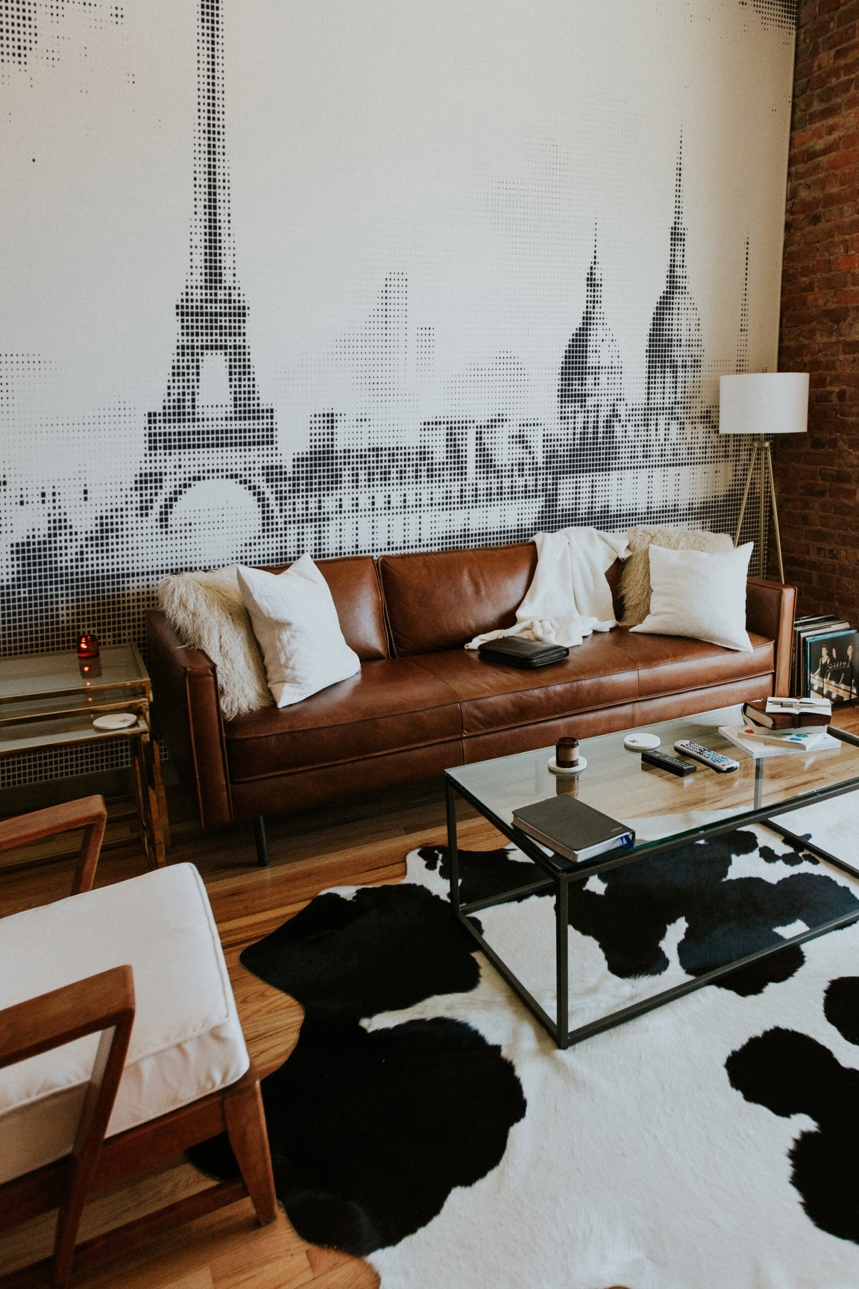 Fancy Walls Paris Mosaic Skyline wall mural printing dotted black and white Paris artwork