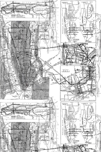 Fancy Walls self-adhesive wallpaper with detailed New York city map line art in monochrome.