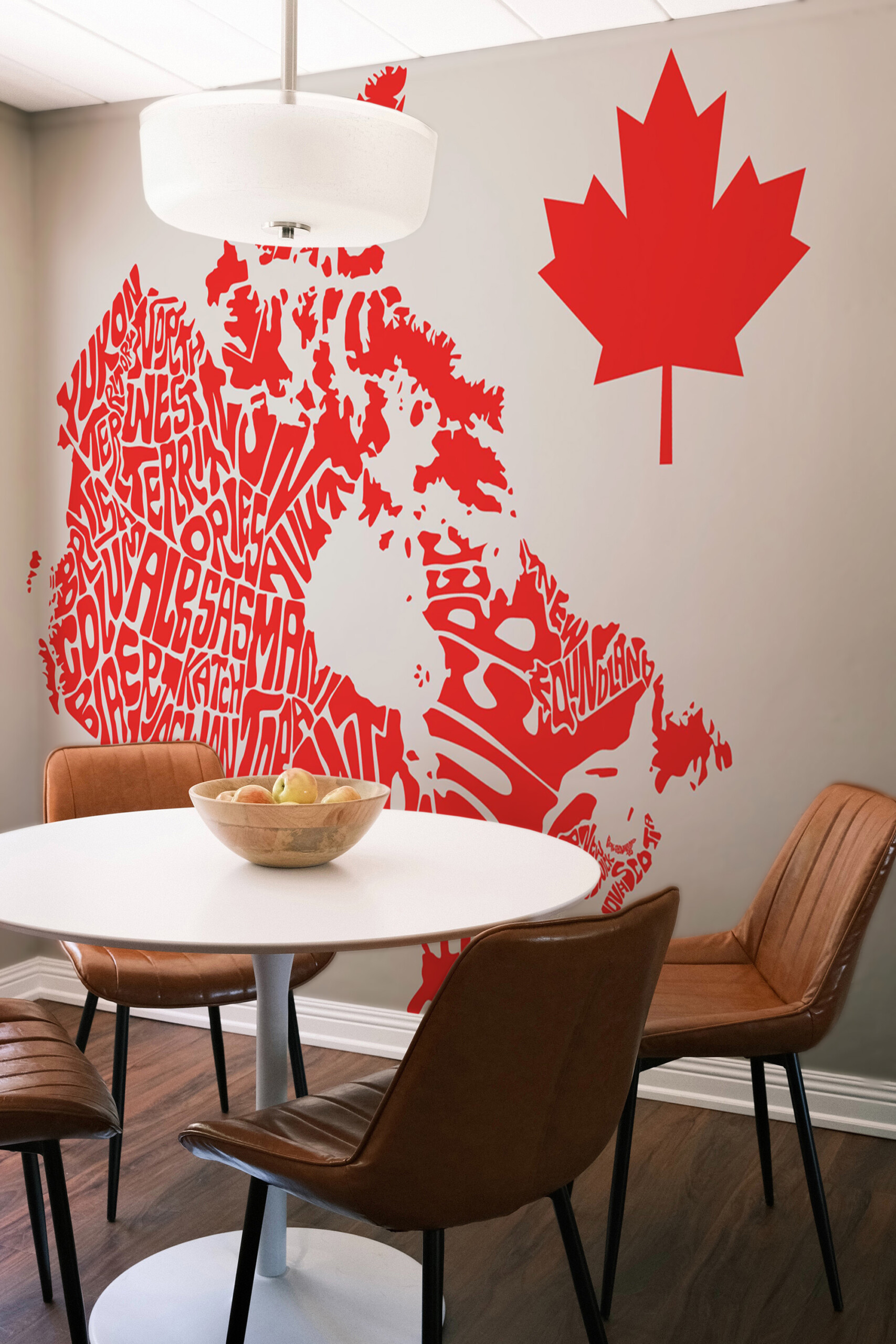 Fancy Walls Artistic Canada Map wall mural printing displaying modern red Canada silhouette