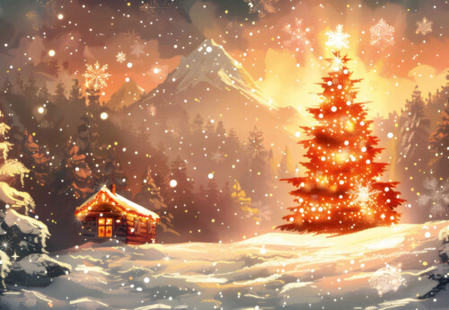 Christmas Forest Glow premium landscape canvas print