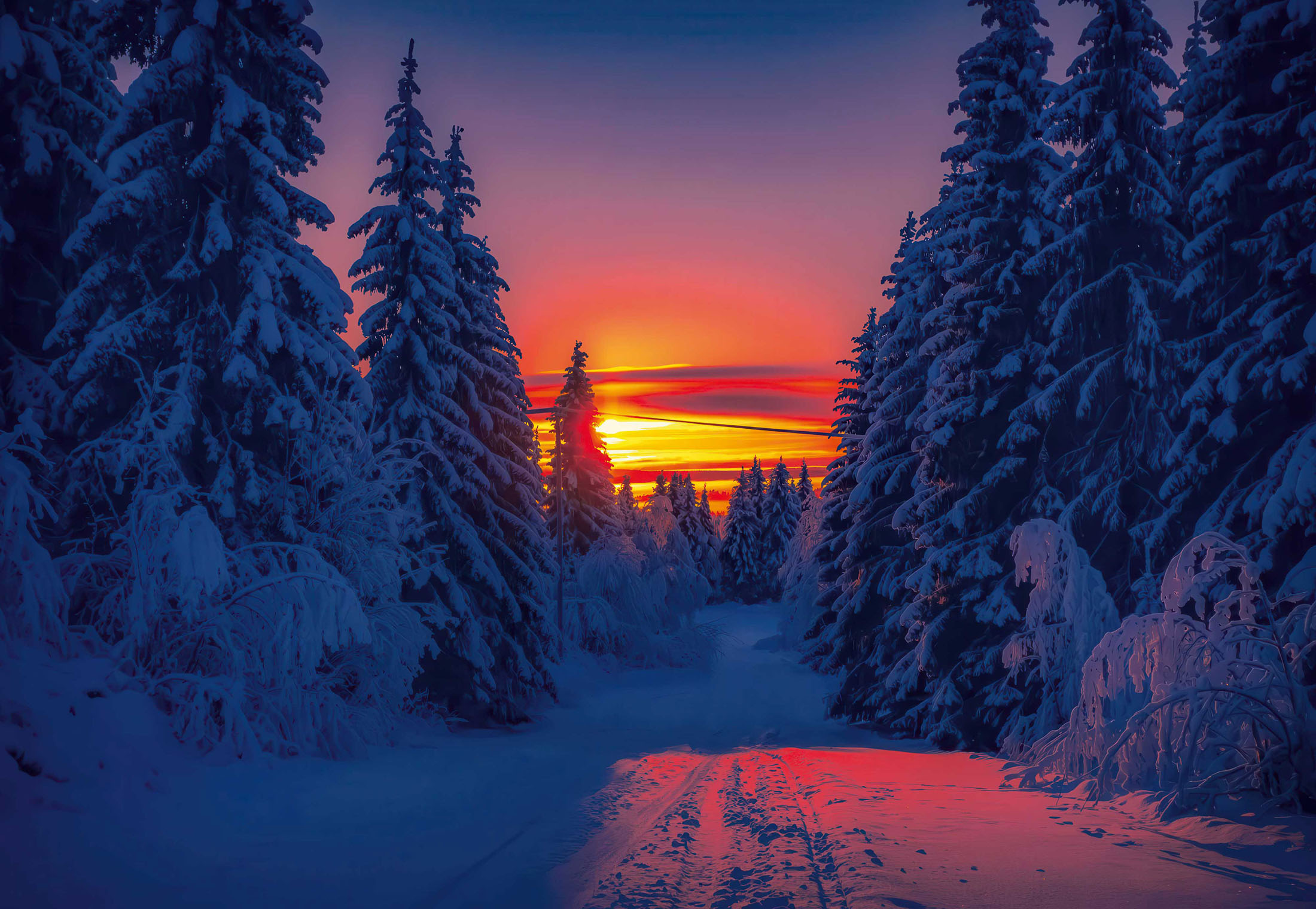 Finland Winter Sunset premium canvas print