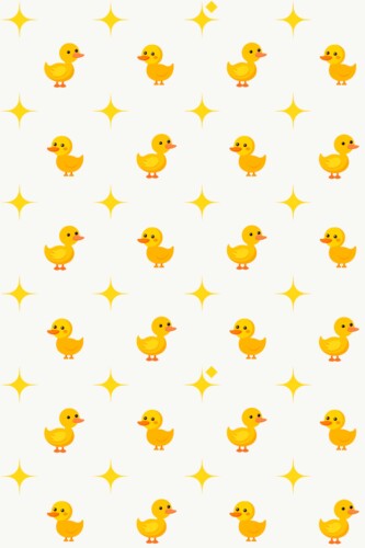 Fancy Walls removable wallpaper showing lively yellow duck repeats ideal for fun nursery designs.