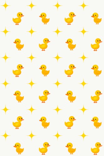 Fancy Walls removable wallpaper showing lively yellow duck repeats ideal for fun nursery designs.