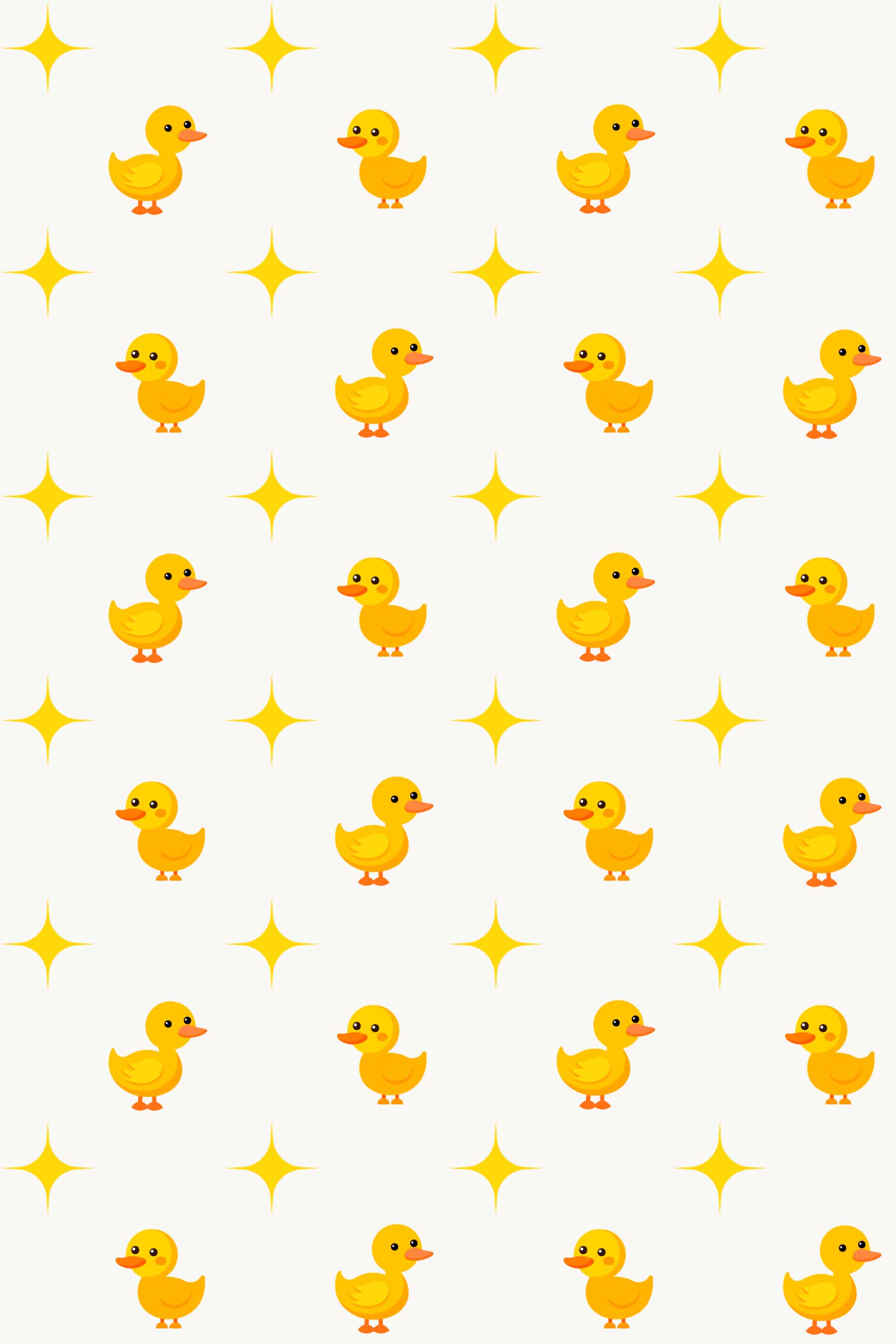 Fancy Walls removable wallpaper showing lively yellow duck repeats ideal for fun nursery designs.