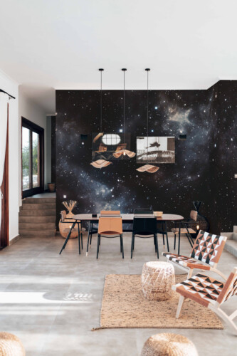 Deep Space wall mural peel and stick design by Fancy Walls capturing vast night skies and interstellar atmosphere.