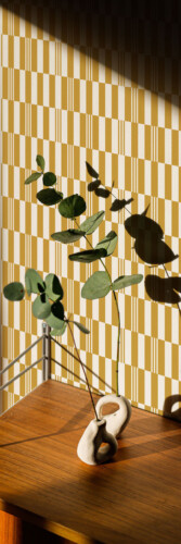 oldschool mustard geometric peel and stick wallpaper design trending in 2026