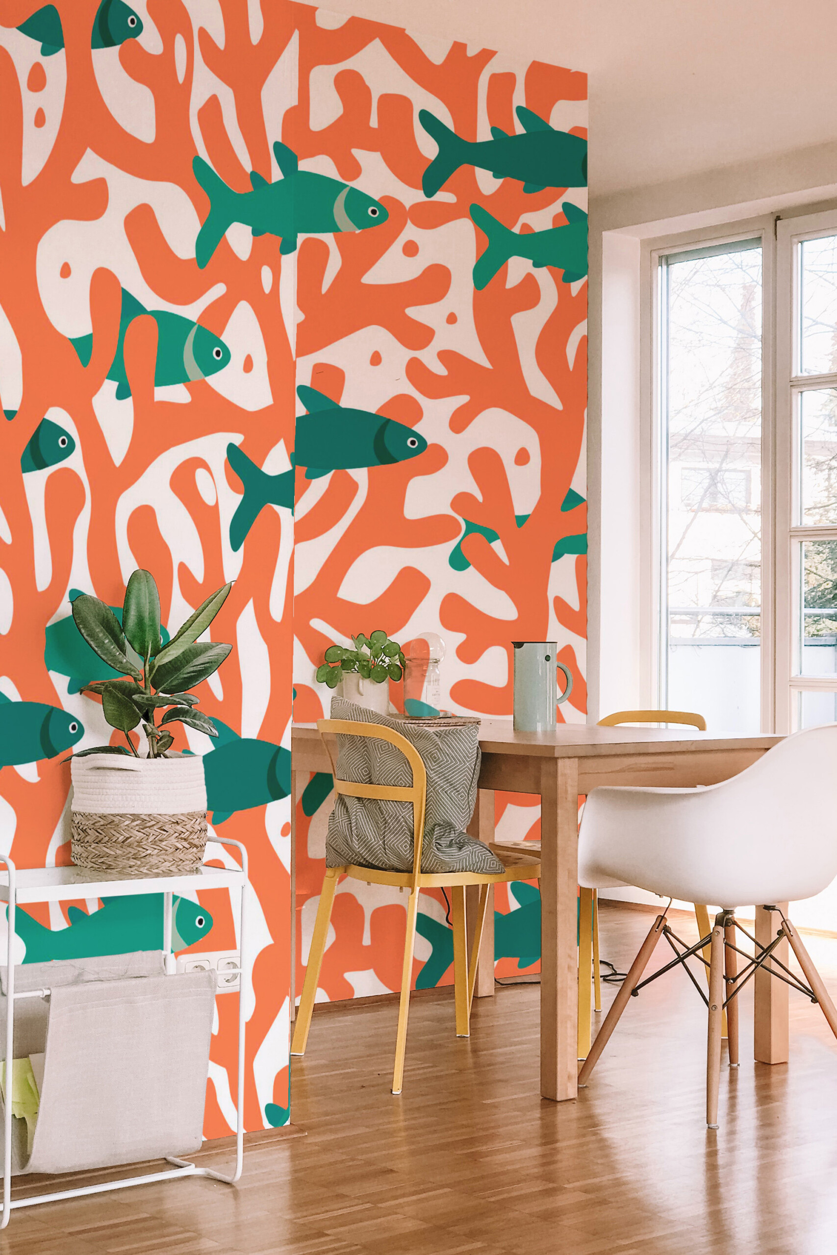 Fishes and Corals wall mural peel and stick design by Fancy Walls featuring tropical underwater life.